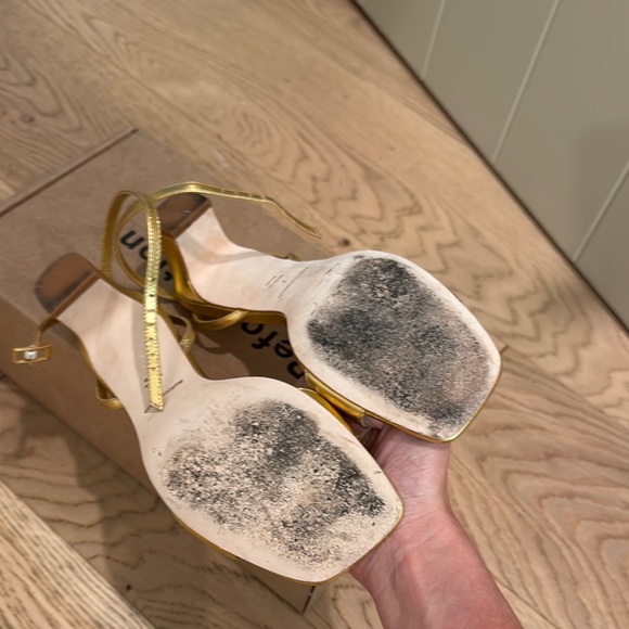 REFORMATION Gold Heeled Sandals - Picture 3 of 3